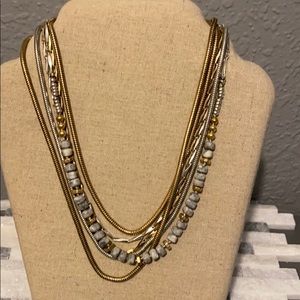 Stella&Dot Silver Gold Gray Necklace